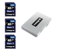Integral Confezione da 3 schede SD da 16 GB in una custodia protettiva in metallo a 6 slot Memoria SDHC ad alta velocità fino a 100 MB/s V10 UHS U1