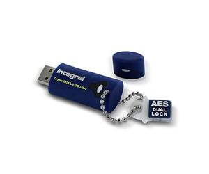 Integral Crypto Dual FIPS 140-2 USB 3.0 Flash Drive con doppia password Crittografia hardware AES a 256 bit, Argento, 32 GB