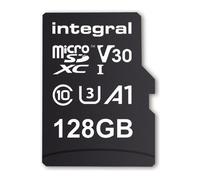 INTEGRAL - INMSDX128G-100V30 128GB MICRO SD CARD MICROSDXC UHS-1 U3 CL10 V30 A1 UP TO 100MBS READ 45MBS WRITE MicroSD UHS-I