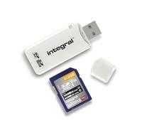 Integral Lettore di schede SD USB 2.0 per schede di memoria SD, SDHC, SDXC, adattatore USB 2.0, bianco