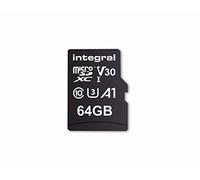Integral Memory, scheda di memoria microSDxC da 64 GB, alta velocità fino a 100 MB/s in lettura, 45 MB/s in scrittura, V30 UHS-I U3 + adattatore SD