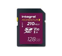 Integral Momentum I - Scheda SDXC da 128 GB, fino a 210 MB/s in lettura, 180 MB/s in scrittura, V30, U3, per DSLR, mirrorless e videocamere, video 4K UHD e modalità Burst, impermeabile, antiurto