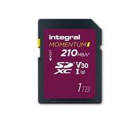 Integral Momentum I - Scheda SDXC V30 U3 da 1 TB, fino a 210 MB/s in lettura, 180 MB/s in scrittura, per DSLR, mirrorless e videocamere, video 4K UHD e modalità Burst, impermeabile, antiurto, robusta