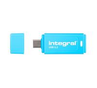 Integral Neon-C - Chiavetta USB 3.2 Gen 1 da 32 GB, ad alta velocità, tipo C/USB 3.1/3.0, blu neon, lettura 150 MB/s, scrittura 30 MB/s, archiviazione portatile plug-and-play, per PC, Mac, laptop