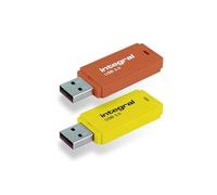 Integral Neon - Chiavetta USB 3.0 da 64 GB, confezione da 2, colore: Giallo/Arancione