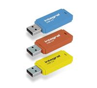 Integral Neon - Chiavetta USB 3.0 da 64 GB, confezione da 3 (blu/giallo/arancione)