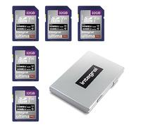 Integral Scheda SD da 32 GB con 6 slot per schede SD in metallo, video 4K Ultra HD, alta velocità, lettura 90 MB/s e scrittura 30 MB/s, SDHC V30 UHS-I U3 classe 10, confezione da 5