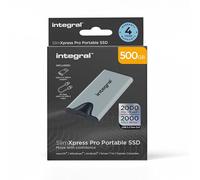 Integral SlimXpress Pro - Hard disk esterno SSD portatile da 500 GB: USB-C, 2000 MB/s in lettura/scrittura, USB 3.2 Gen 2x2, design compatto, Plug & Play, compatibile con Mac, PC Windows, Android