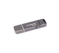 Integral USSD SlimXpress - Chiavetta USB 3.2 Gen 2x1 da 128 GB, doppia porta Type-C e Type-A, SSD portatile, lettura fino a 550 MB/s e scrittura fino a 500 MB/s. Design sottile e resistente in metallo