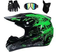 Integrale MTB Casco da Motocross Impostato, Adulti Fuori Strada Karting Scooter Casco da Moto, Discesa MTB ATV BMX Enduro Quad Schianto Casco(Green,M(54~55cm))