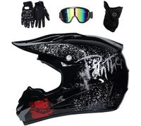 Integrale MTB Casco da Motocross Impostato, Adulti Fuori Strada Karting Scooter Casco da Moto, Discesa MTB ATV BMX Enduro Quad Schianto Casco(Black,M(54~55cm))