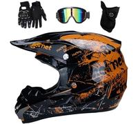 Integrale MTB Casco da Motocross Impostato, Adulti Fuori Strada Karting Scooter Casco da Moto, Discesa MTB ATV BMX Enduro Quad Schianto Casco(Orange,XL(58~59cm))