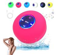 Integralz Shower Speaker, Integralz Speaker, Bathroom Waterproof Wireless Bluetooth Speakers with LED Light, Mini Bluetooth Shower Speaker Waterproof Suction, for Bathroom And Outdoors (Pink)