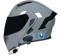 Integrated Bluetooth Motorcycle Helmet, Modular Full Face Motorcycle Helmet, ECE Certified Full Face Motorcycle Helmets with Double Visor(C4,XL(61~62cm))