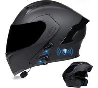 Integrated Bluetooth Motorcycle Helmet, Modular Full Face Motorcycle Helmet, ECE Certified Full Face Motorcycle Helmets with Double Visor(C1,M(57~58cm))