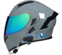 Integrated Bluetooth Motorcycle Helmet, Modular Full Face Motorcycle Helmet, ECE Certified Full Face Motorcycle Helmets with Double Visor(C5,XL(61~62cm))