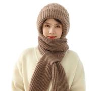 Integrated Ear Protection Windproof Cap Scarf, Winter Warm Knitted Hat Scarf, Thickening Beanie Hat Scarf