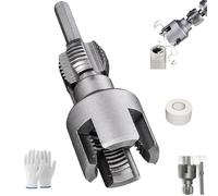 Integrated Internal & External Pipe Threading Tool, 1/2'' and 3/4'' Water Pipe Internal and External Integrated Threader, Electric Drill Compatible PVC Pipe Thread Cutting Tool (1/2" + 3/4")