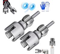 Integrated Internal & External Pipe Threading Tool,2025 New Pipe Thread Cutting Tool,1/2'' & 3/4'' PVC Pipe Threader Kit,Electric Drill Compatible Threader Kit for Home Repair (1/2'' 2PCS)