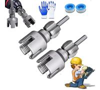 Integrated Internal & External Pipe Threading Tool, PVC Dual-function Pipe Threading Tool for 1/2" & 3/4" Pipes, Electric Drill Compatible PVC & Plastic Pipe Threader Kit for Home Repair (1/2"+ 3/4")