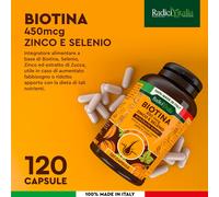 Integratore Biotina Crescita Capelli Unghie Forti e Pelle Sana 450Mcg 120 Cps