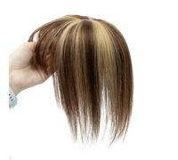 Integratori per capelli umani per donne con frangia a 360°, base in seta 8x12 cm, posticci 3D per uso quotidiano Aggiunge volume dei capelli(25 cm, marrone mix bionda highlights)