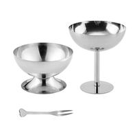 Integrity.1 2 Pezzi Coppe Vintage in Acciaio Inossidabile con Piede per Sundae, Ciotole da Dessert in Acciaio Inossidabile, Dessert in Acciaio Inox con Piedino, per Gelato, Frutta, Insalata, Budino