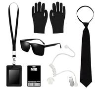 Integrity.1 Set di Costumi da Agente per Servizio di Sicurezza, Servizio Segreto Costume Set Spy Costume Accessori, kit Cosplay per Guardia Giurata, per Uomini Donne per Carnevale Cosplay Feste