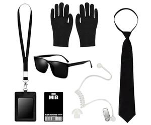 Integrity.1 Set di Costumi da Agente per Servizio di Sicurezza, Servizio Segreto Costume Set Spy Costume Accessori, kit Cosplay per Guardia Giurata, per Uomini Donne per Carnevale Cosplay Feste