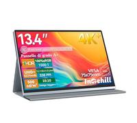 Intehill 4K Monitor Portatile 13.4 pollici, IGZO Antiriflesso Pannello, Ultra-alta definizione 3840x2400, 16:10, 500 nit, 1500:1, 100% sRGB, Alluminio Ultraleggero, VESA, Copertura Protettiva U13ZA