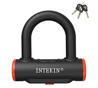 INTEKIN Mini Lucchetto a U per biciclette e moto ad alta sicurezza, 16 mm Staffa, Lucchetto per Bicicletta con supporto, arco rinforzato, 3 chiavi, resistenza agli attacchi