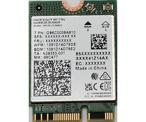 Intel Killer Wi-Fi 7 Be1750 Internal WLAN/Bluetooth, BE200.NGWG.NVX