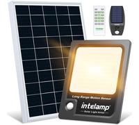 INTELAMP Faro Led Esterno Con Pannello Solare Luce Calda, 12000mAh Fari Solari a