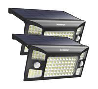 INTELAMP Luce Solare Led Esterno,1300LM Lampada Solare da Esterno con Sensore di Movimento,4000mAh 3 Modalità Luci da Esterno IP65 Impermeabili per Giardino,Garage (Integrato - 2 Pezzo)