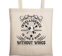 Intelligence Without Ambition is Like Bird Without Wings Borsa tote in cotone ecologico naturale beige