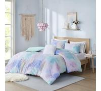 Intelligent Design Cassiopeia - Set copripiumino con stampa colorata ad acquerello tie dye, moderna alternativa alla piuma, biancheria da letto per tutte le stagioni, con federa coordinata e cuscino