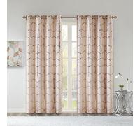 Intelligent Design Raina Total Blackout Metallic Print Grommet Top Single Window Curtain Panel Thermal Insulated Light Blocking Drape for Bedroom Living Room and Dorm 1 Piece, 50"W x 63"L, Blush/Gold