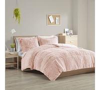 Intelligent Design Set di biancheria da letto moderno e casual per tutte le stagioni con federa abbinata, visone massiccio, fibra di poliestere, rosa cipria, verde lime