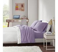 Intelligent Design Set di Lenzuola in Jersey Misto Cotone, Resistenti alle Pieghe, morbide, con Tasca Profonda 35,6 cm, per Tutte Le Stagioni, Federa Coordinata, Twin, Viola, 3 pz.