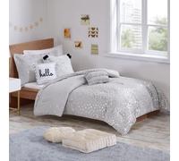Intelligent Design Zoey Metallic triangolo stampa Consolatore set Twin/Twin XL Grey/Silver