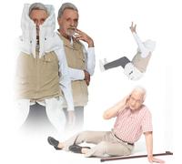 Intelligente Anti-Fall-Airbag-Weste für ältere Menschen, Anti-Fall-Kleidung zum Radfahren, 0,08S Pop-up-Kopfschutz, ein wirksames Geschenk für ältere Menschen,MenKhaki-S