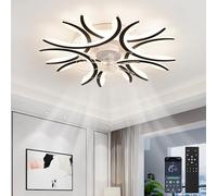 Intelligente Lampadario Con Ventilatore Da Soffitto E Telecomando App 6 Velocità Dc Reversibile Cameretta Ventilatore Soffitto Con Luce Memoria Led Dimmerabile Plafoniera Con Ventilatore Salone，Black