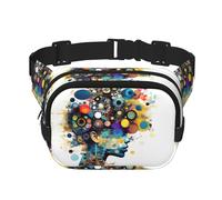 Intelligenza Artificiale Cervello Stampa Piazza Doppio Strato Borsa Marsupio Trendy Pack Borsa Da Viaggio con Bel Regolabile, nero, Taglia unica
