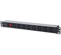 Intellinet 163620 8AC outlet(s) 1U Black, Silver power distribution unit (PDU) - Power Distribution Units (PDUs) (1U, Black, Silver, 8 AC outlet(s), C13 coupler, 2 m, AC)
