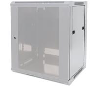 Intellinet Armadio di rete, montaggio a parete (standard), 9U, profondità 450 mm, grigio, piatto, max 60 kg, porta in metallo e vetro, pannello posteriore, lati rimovibili, adatto anche per l'uso su