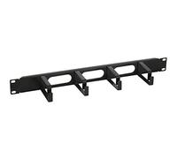 Intellinet 712125 Pannello Passacavi con 4 Anelli Lunghi e 3 Fori 1U, Nero