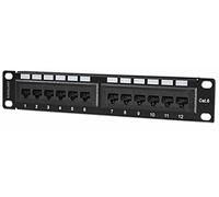 Intellinet Patch Panel, Cat6, 10 Inch, UTP, 1U, 12-Port, Black Black 10 Inch, UT