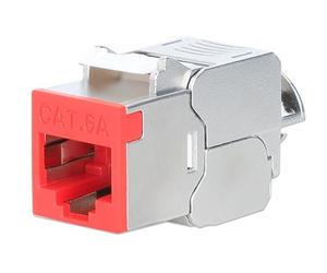 INTELLINET 791311 Frutto Keystone RJ45 Cat.6A 10G Slim STP Toolless Rosso Rosso