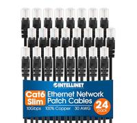 Intellinet - Cavo patch di rete Ethernet Cat6 sottile, confezione da 24, 10 Gbps e 250 MHz, avvio antigroviglio, filo di rame puro nudo 30AWG, contatti placcati oro, garanzia a vita Mfg - 0,5 m,