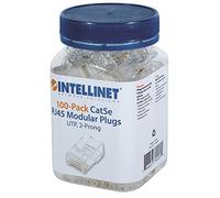 Intellinet Confezione da 100 connettori modulari Cat5e RJ45 UTP a 2 punti (per filo di cavo), 100 connettori per tazza 790055